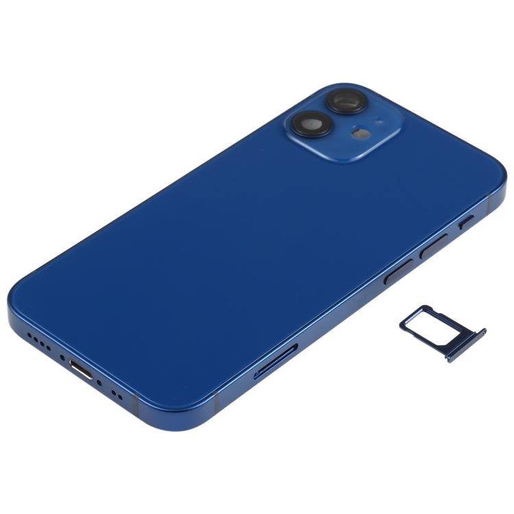 Battery Back Cover Assembly (with Side Keys & Speaker Ringer Buzzer & Motor & Camera Lens & Card Tray & Power Button + Volume Button + Charging Port & Wireless Charging Module) for iPhone 12 Mini(Blue) - Back Cover by PMC TechLife | Online Shopping South Africa | PMC TechLife