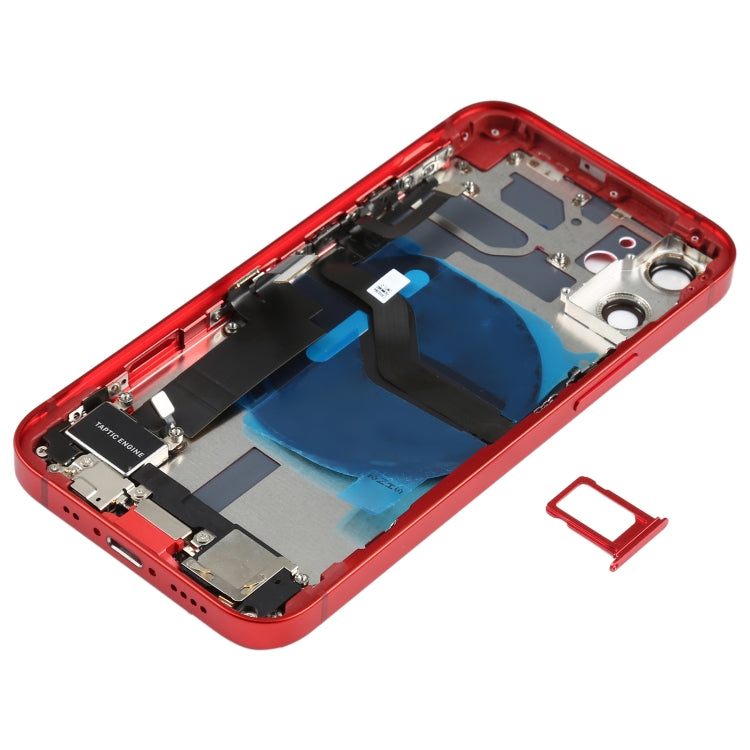 Battery Back Cover Assembly (with Side Keys & Speaker Ringer Buzzer & Motor & Camera Lens & Card Tray & Power Button + Volume Button + Charging Port & Wireless Charging Module) for iPhone 12 Mini(Red) - Back Cover by PMC TechLife | Online Shopping South Africa | PMC TechLife