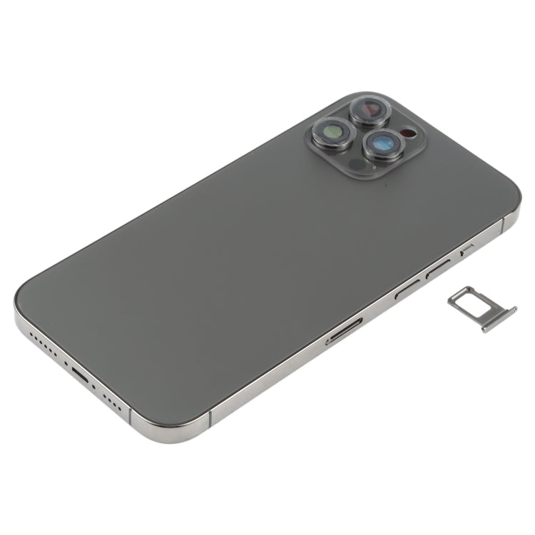 Battery Back Cover (with Side Keys & Card Tray & Power + Volume Flex Cable & Wireless Charging Module) for iPhone 12 Pro Max(Black) - Back Cover by PMC TechLife | Online Shopping South Africa | PMC TechLife