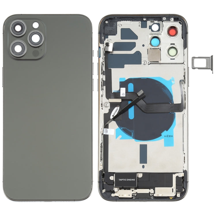 Battery Back Cover Assembly (with Side Keys & Speaker Ringer Buzzer & Motor & Camera Lens & Card Tray & Power Button + Volume Button + Charging Port & Wireless Charging Module) for iPhone 12 Pro Max(Black) - free shipping - PMC TechLife - Order now!