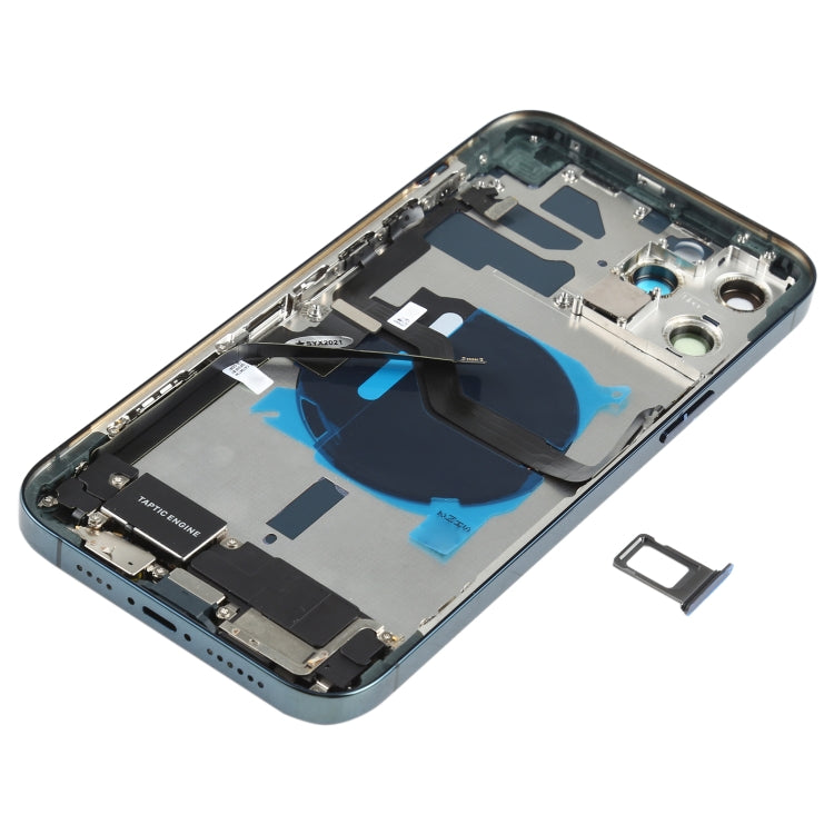 Battery Back Cover Assembly (with Side Keys & Speaker Ringer Buzzer & Motor & Camera Lens & Card Tray & Power Button + Volume Button + Charging Port & Wireless Charging Module) for iPhone 12 Pro Max(Blue) - Back Cover by PMC TechLife | Online Shopping South Africa | PMC TechLife | Buy Now Pay Later Mobicred