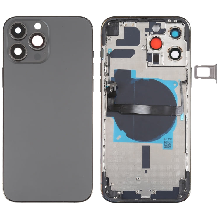 For iPhone 13 Pro Max Battery Back Cover with Side Keys & Card Tray & Power + Volume Flex Cable & Wireless Charging Module(Black) - Back Cover by PMC TechLife | Online Shopping South Africa | PMC TechLife | Buy Now Pay Later Mobicred
