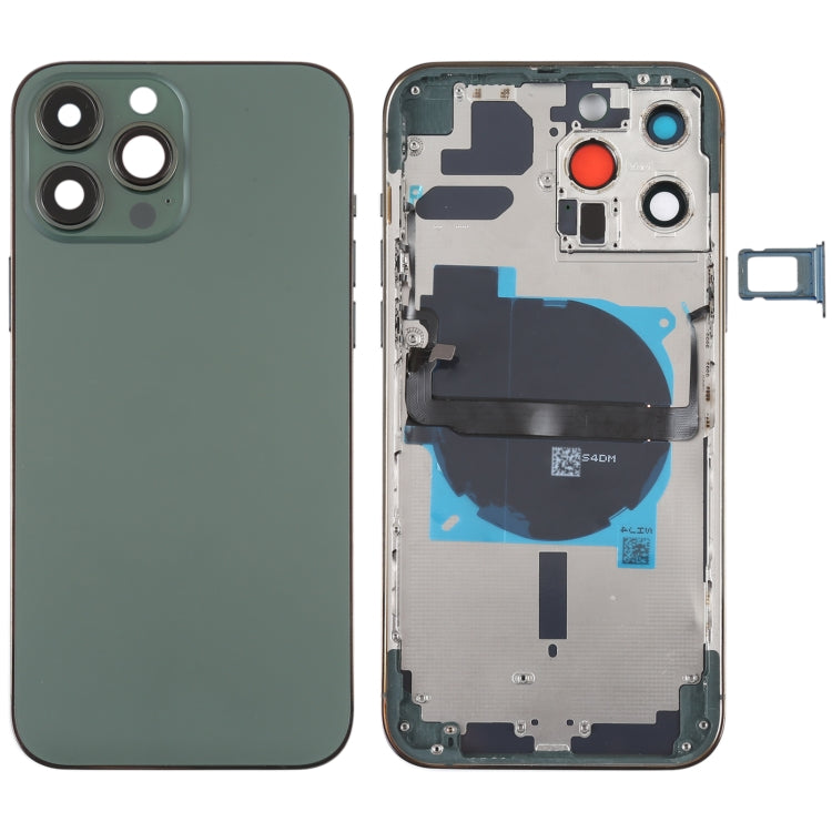 For iPhone 13 Pro Max Battery Back Cover with Side Keys & Card Tray & Power + Volume Flex Cable & Wireless Charging Module(Green) - Back Cover by PMC TechLife | Online Shopping South Africa | PMC TechLife | Buy Now Pay Later Mobicred