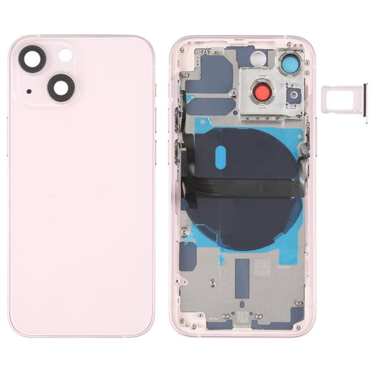 For iPhone 13 mini Battery Back Cover with Side Keys & Card Tray & Power + Volume Flex Cable & Wireless Charging Module(Pink) - Back Cover by PMC Jewellery | Online Shopping South Africa | PMC Jewellery