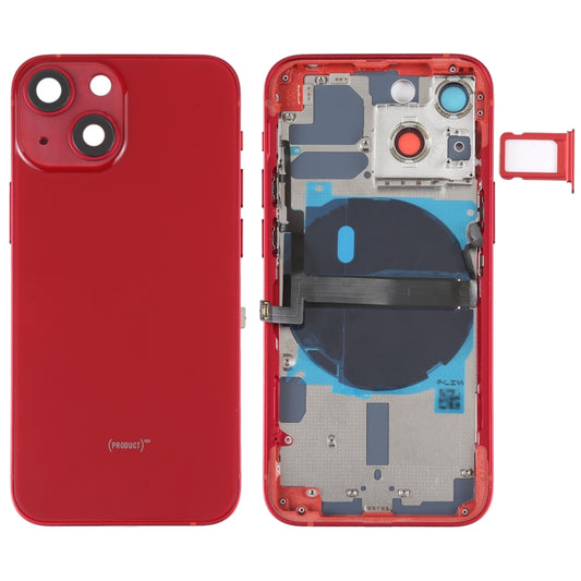 For iPhone 13 mini Battery Back Cover with Side Keys & Card Tray & Power + Volume Flex Cable & Wireless Charging Module(Red) - Back Cover by PMC Jewellery | Online Shopping South Africa | PMC Jewellery