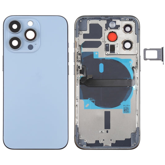 For iPhone 13 Pro Battery Back Cover with Side Keys & Card Tray & Power + Volume Flex Cable & Wireless Charging Module(Blue) - Back Cover by PMC Jewellery | Online Shopping South Africa | PMC Jewellery