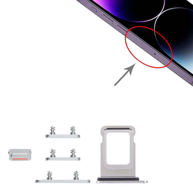 SIM Card Tray + SIM Card Tray + Side Keys for iPhone 14 Pro Max (Silver) - free shipping - PMC TechLife - Order now!