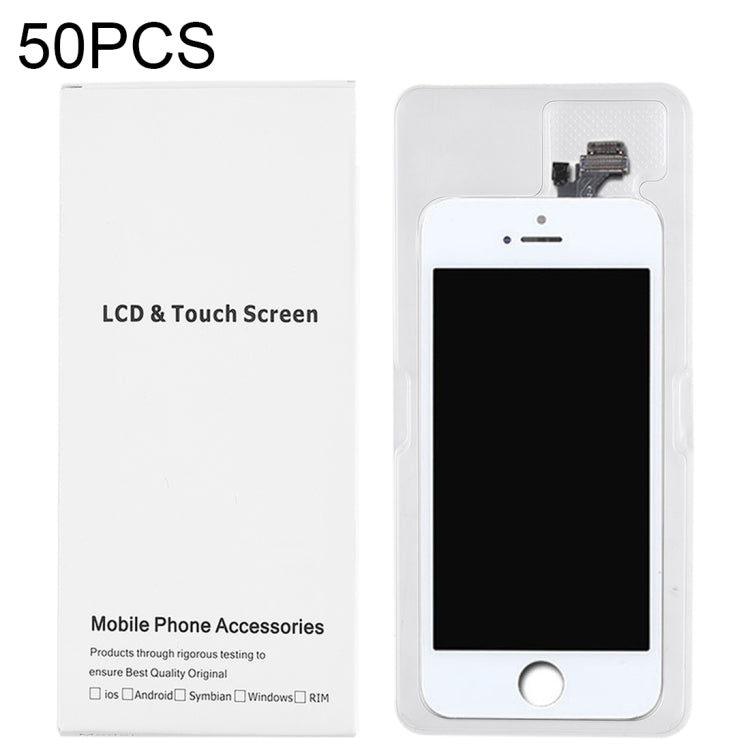 50 PCS Cardboard Packaging White Box for iPhone 5 LCD Screen and Digitizer Full Assembly - iPhone 5 Parts by PMC Jewellery | Online Shopping South Africa | PMC Jewellery