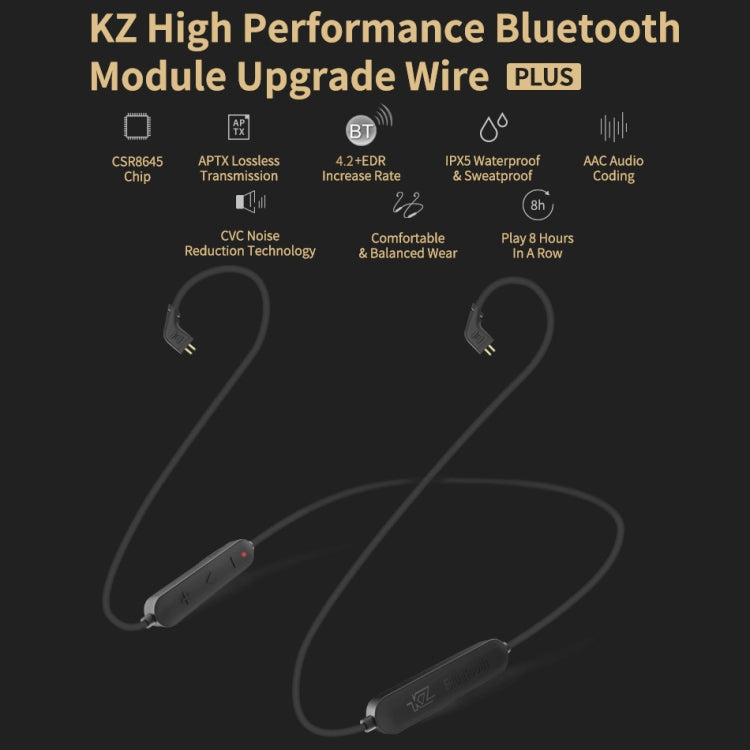 KZ Waterproof High Fidelity Bluetooth Upgrade Cable for KZ ZST / ZS10 / ES4 / ES3 / ZSR Earphones(Black) - Cable & Splitter by KZ | Online Shopping South Africa | PMC TechLife | Buy Now Pay Later Mobicred