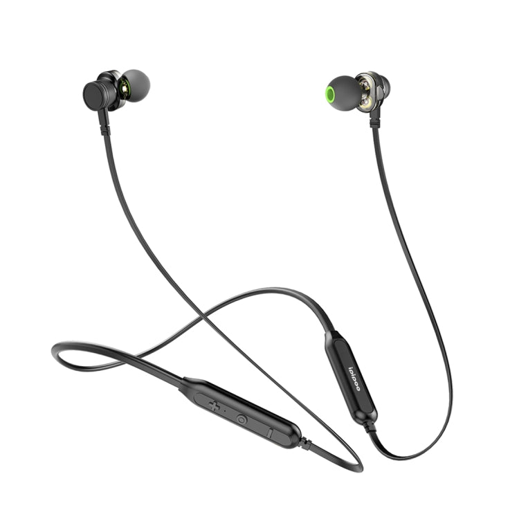 ipipoo GP-2  Quad-Core Dual-dynamic Drivers Sports Wireless Bluetooth V4.2 Earphone Neck Halter Style In-ear Headset(Black) - Neck-mounted Earphone by ipipoo | Online Shopping South Africa | PMC Jewellery