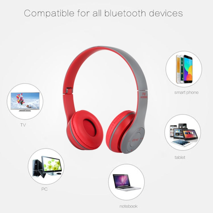 P47 Foldable Wireless Bluetooth Headphone with 3.5mm Audio Jack, Support MP3 / FM / Call(Red) - Headset & Headphone by PMC Jewellery | Online Shopping South Africa | PMC Jewellery