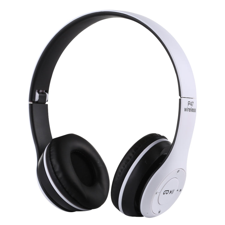 P47 Foldable Wireless Bluetooth Headphone with 3.5mm Audio Jack, Support MP3 / FM / Call(White) - Headset & Headphone by PMC Jewellery | Online Shopping South Africa | PMC Jewellery