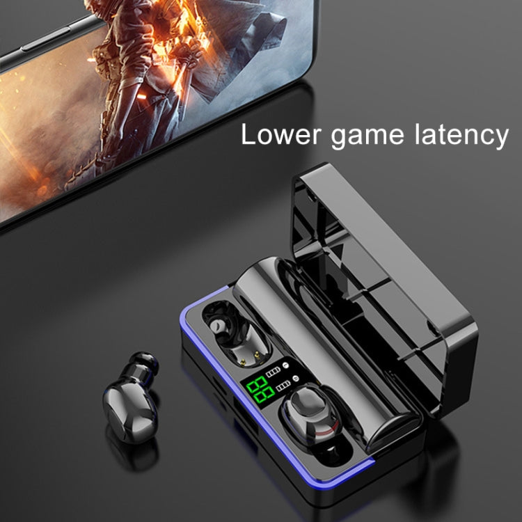 W12 IPX6 Waterproof Bluetooth 5.0 Touch Wireless Bluetooth Earphone with Charging Box, Support Power Digital Display & Breathing Light Bar & HD Call & Power Bank (Black) - Bluetooth Earphone by PMC TechLife | Online Shopping South Africa | PMC TechLife