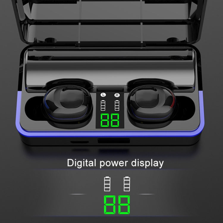 W12 IPX6 Waterproof Bluetooth 5.0 Touch Wireless Bluetooth Earphone with Charging Box, Support Power Digital Display & Breathing Light Bar & HD Call & Power Bank (White) - Bluetooth Earphone by PMC TechLife | Online Shopping South Africa | PMC TechLife