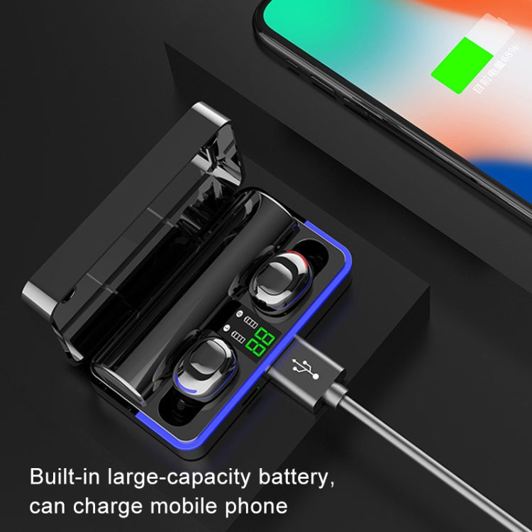W12 IPX6 Waterproof Bluetooth 5.0 Touch Wireless Bluetooth Earphone with Charging Box, Support Power Digital Display & Breathing Light Bar & HD Call & Power Bank (White) - Bluetooth Earphone by PMC TechLife | Online Shopping South Africa | PMC TechLife