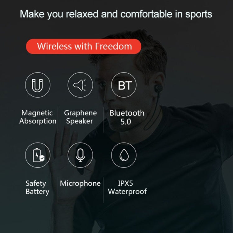 Original Lenovo X1 Magnetic In-Ear Wireless Sports Bluetooth 5.0 Earphone(Black) - Neck-mounted Earphone by Lenovo | Online Shopping South Africa | PMC Jewellery