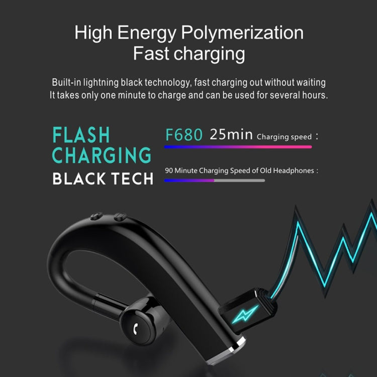 F680 Bluetooth 5.0 Fast Charging Wireless Business Sports Bluetooth Earphone (Black) - Bluetooth Earphone by PMC Jewellery | Online Shopping South Africa | PMC Jewellery