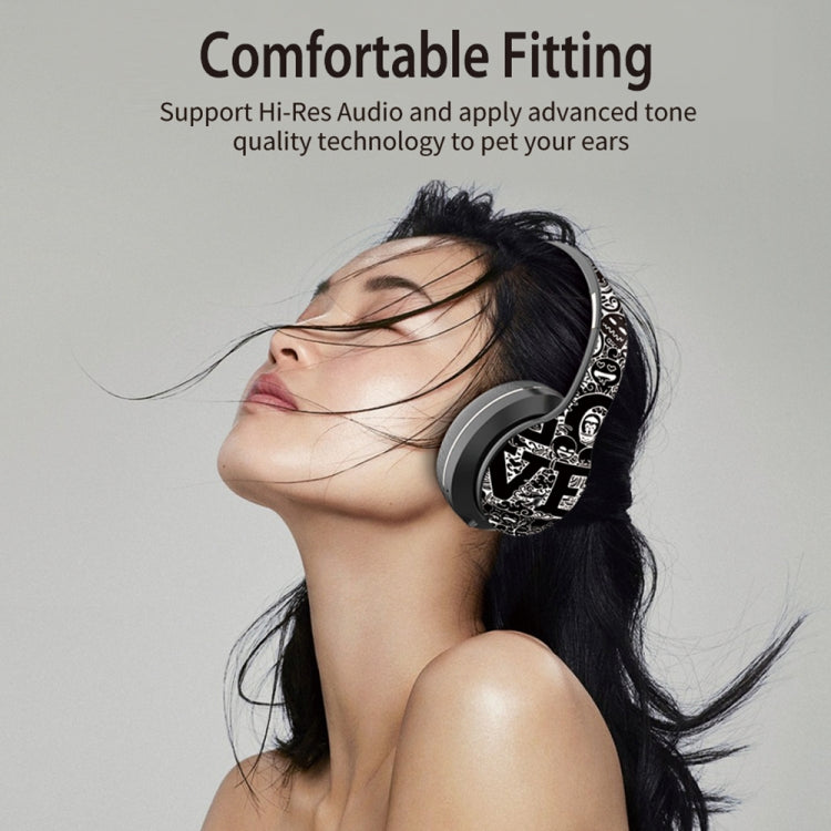 B1 Graffiti Pattern Wireless Bluetooth V5.0 Headset (Black Silver) - Headset & Headphone by PMC TechLife | Online Shopping South Africa | PMC TechLife