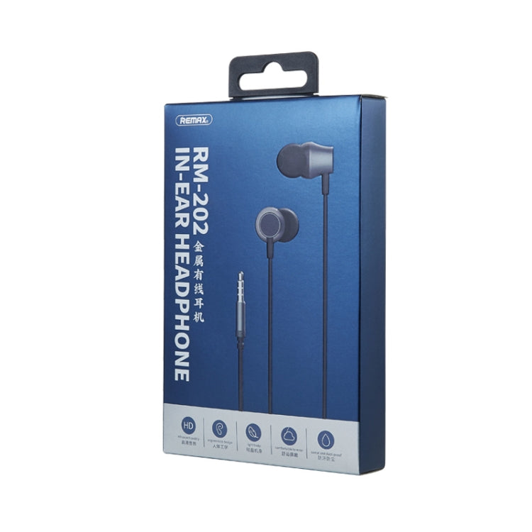 REMAX RM-202 In-Ear Stereo Metal Music Earphone with Wire Control + MIC, Support Hands-free(Tarnish) - Normal Style Earphone by REMAX | Online Shopping South Africa | PMC Jewellery