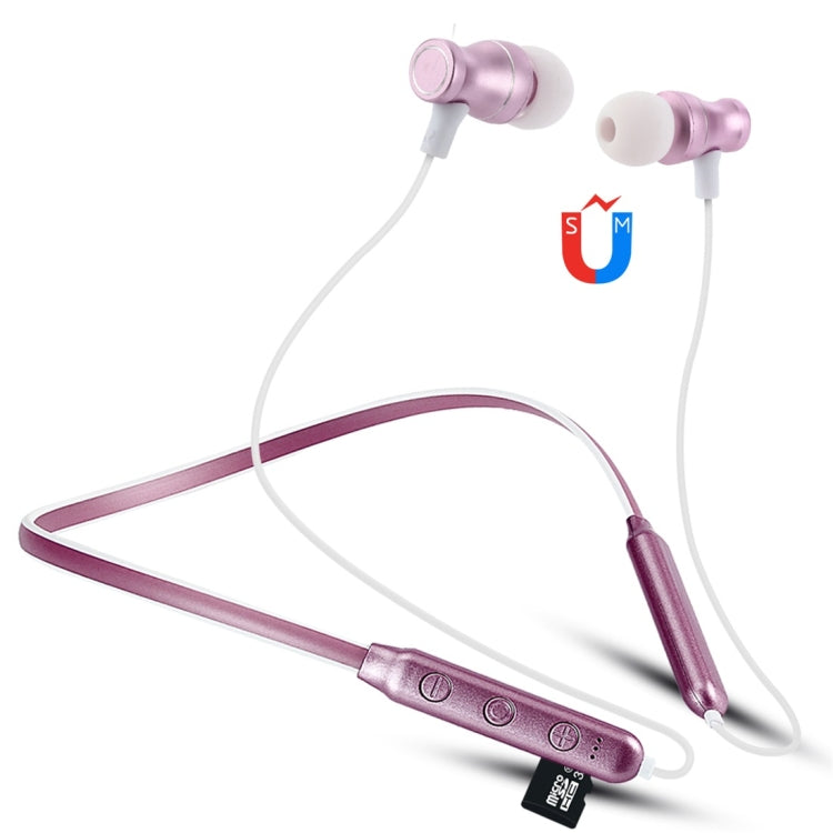 F106 Bluetooth 4.2 Hanging Neck Design Bluetooth Headset, Support Music Play & Switching & Volume Control & Answer(Rose Gold) - Neck-mounted Earphone by PMC TechLife | Online Shopping South Africa | PMC TechLife