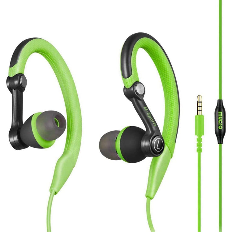 Mucro MB-232 Running In-Ear Sport Earbuds Earhook Wired Stereo Headphones for Jogging Gym(Green) - Sport Earphone by Mucro | Online Shopping South Africa | PMC TechLife | Buy Now Pay Later Mobicred