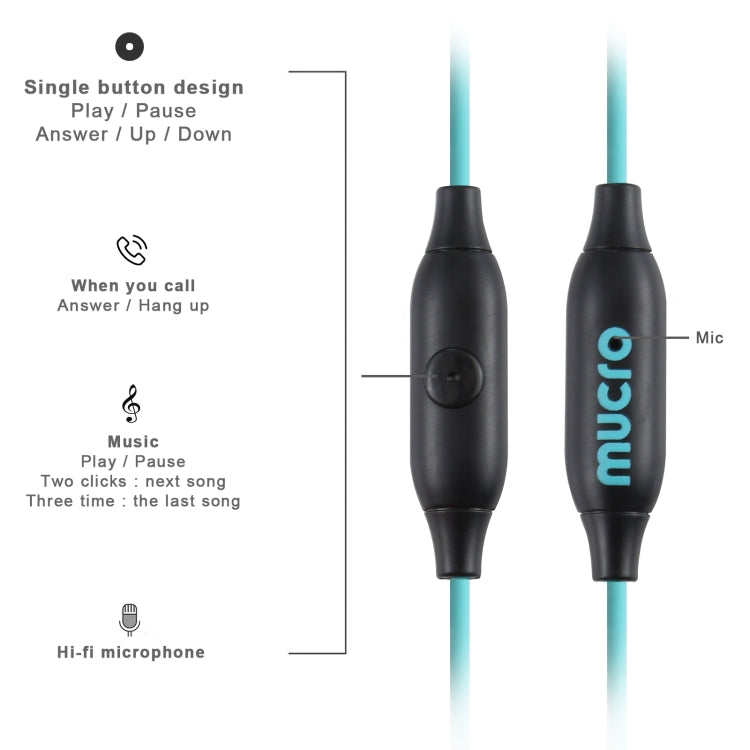 Mucro MB-232 Running In-Ear Sport Earbuds Earhook Wired Stereo Headphones for Jogging Gym(Blue) - Sport Earphone by Mucro | Online Shopping South Africa | PMC Jewellery