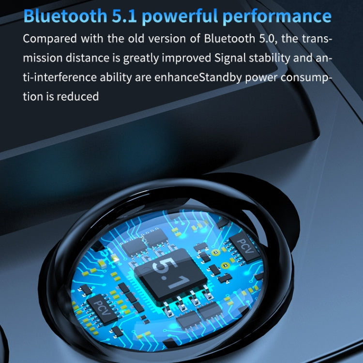 M9 Bluetooth 5.1 TWS Mirror Digital Display Wireless Bluetooth Earphone with Charging Box Flashlight , Support Touch & Siri & Battery Display(Black) - TWS Earphone by PMC TechLife | Online Shopping South Africa | PMC TechLife