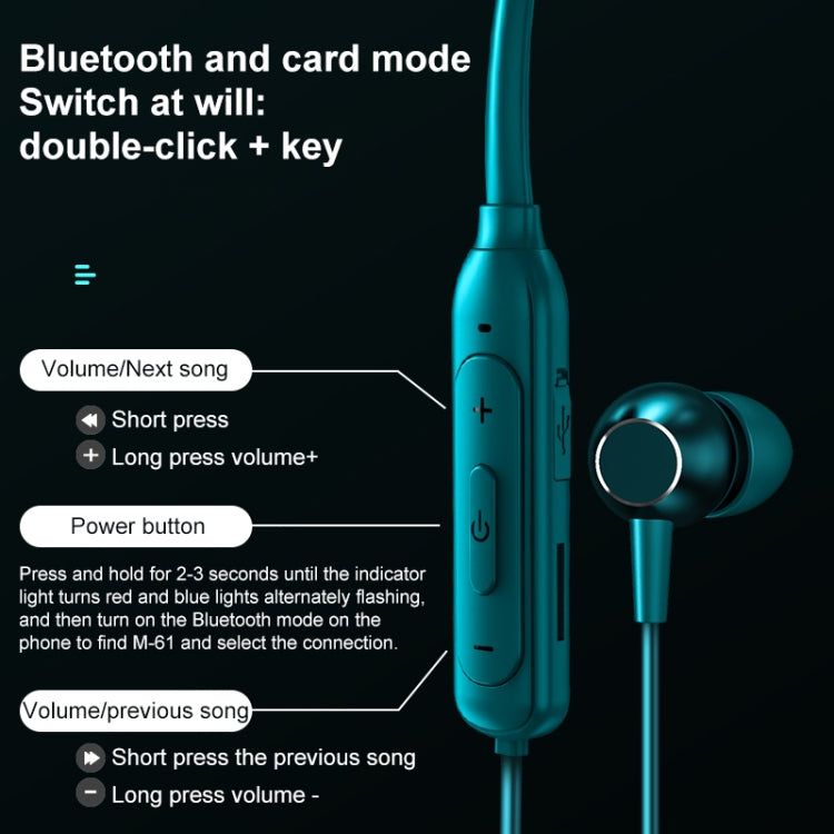 M61 Bluetooth 5.1 Business Sport Magnetic Metal Stereo Neck-mounted Bluetooth Earphone(Navy Blue) - Neck-mounted Earphone by PMC TechLife | Online Shopping South Africa | PMC TechLife