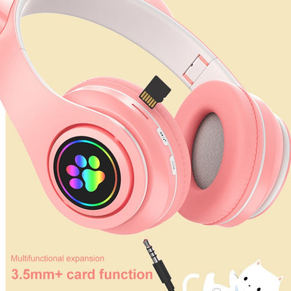 B39 Cat Ear Design LED Gradient Light Wireless Bluetooth Headset(Pink) - Multimedia Headset by PMC Jewellery | Online Shopping South Africa | PMC Jewellery