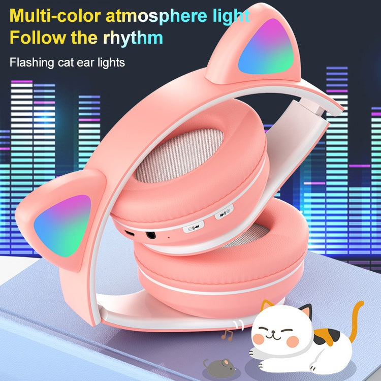 B39 Cat Ear Design LED Gradient Light Wireless Bluetooth Headset(White) - Multimedia Headset by PMC TechLife | Online Shopping South Africa | PMC TechLife