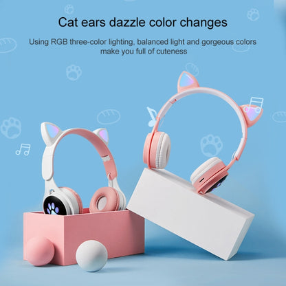 B30 Cat Paw Cat Ears Colorful Luminous Foldable Bluetooth Headset with 3.5mm Jack & TF Card Slot(Purple) - Headset & Headphone by PMC Jewellery | Online Shopping South Africa | PMC Jewellery