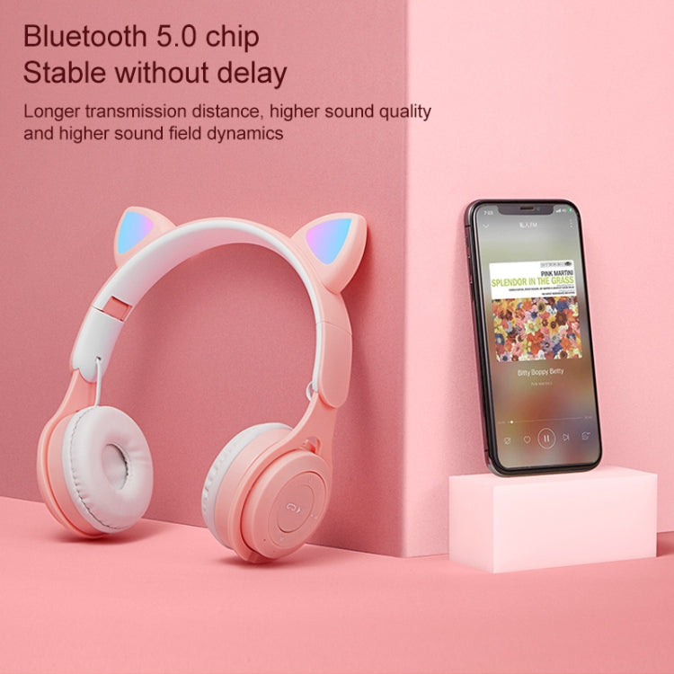 M6 Luminous Cat Ears Two-color Foldable Bluetooth Headset with 3.5mm Jack & TF Card Slot(Pink) - Headset & Headphone by PMC Jewellery | Online Shopping South Africa | PMC Jewellery