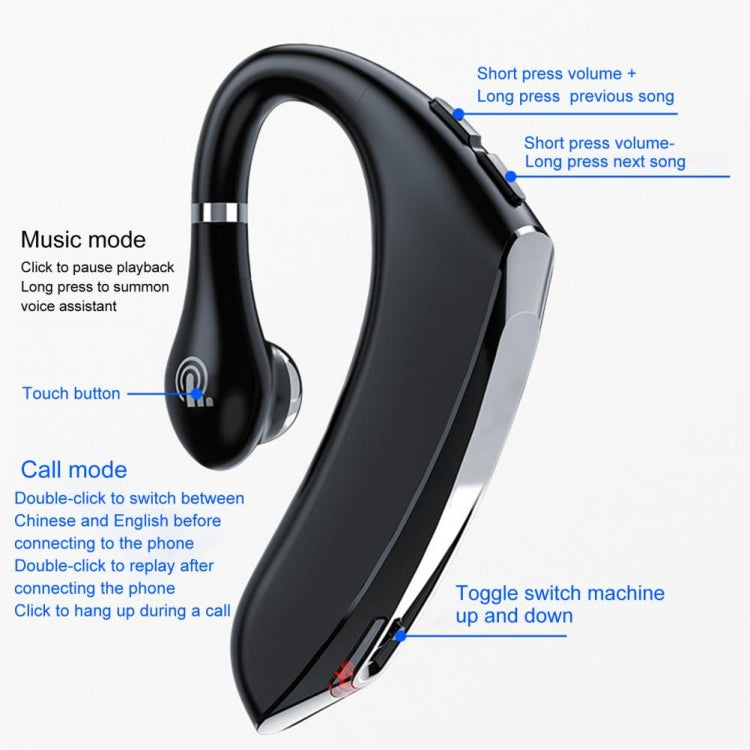 DS800 Bluetooth 5.0 Universal Hanging Ear Style Business Sports Wireless Bluetooth Earphone with Charging Box (Black) - Bluetooth Earphone by PMC TechLife | Online Shopping South Africa | PMC TechLife