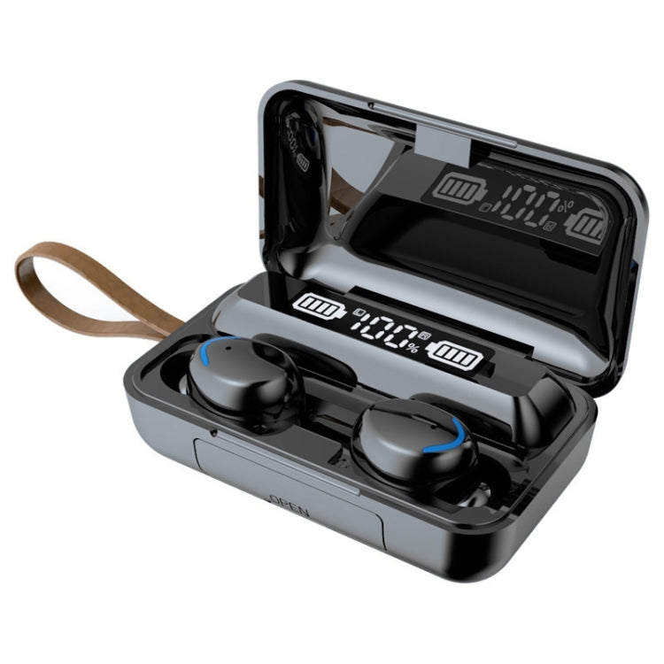 F9-5C LED Light + Digital Display Noise Reduction Bluetooth Earphone with Hand Strap(Black) - Bluetooth Earphone by PMC TechLife | Online Shopping South Africa | PMC TechLife