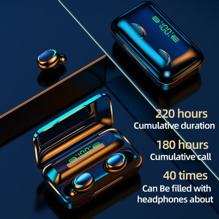 F9-5C Macaron Series LED Light + Digital Display Noise Reduction Bluetooth Earphone(Dark Blue) - Bluetooth Earphone by PMC Jewellery | Online Shopping South Africa | PMC Jewellery