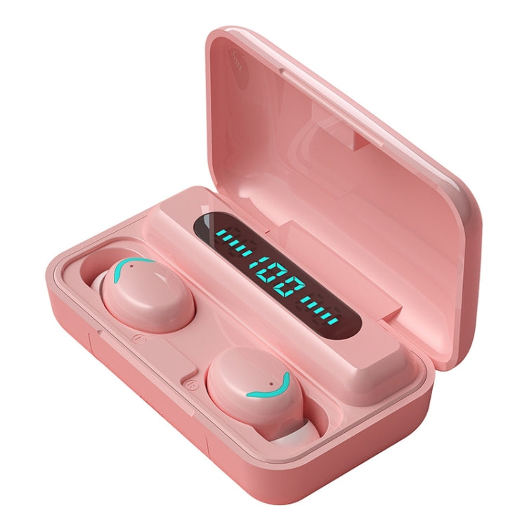 F9-5C Macaron Series Four-bar Breathing Light + Digital Display Noise Reduction Bluetooth Earphone (Pink) - Bluetooth Earphone by PMC Jewellery | Online Shopping South Africa | PMC Jewellery