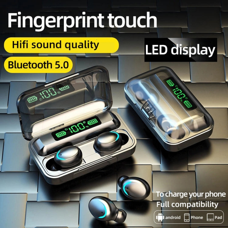 F9-5C Macaron Series Four-bar Breathing Light + Digital Display Noise Reduction Bluetooth Earphone (Yellow) - Bluetooth Earphone by PMC TechLife | Online Shopping South Africa | PMC TechLife