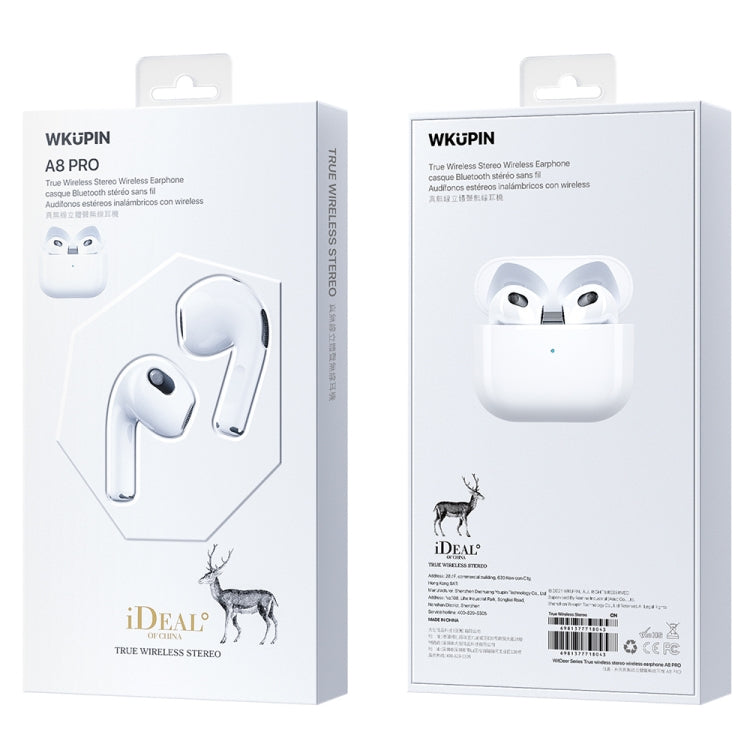 WK A8 Pro True Wireless Stereo Bluetooth Earphone (White) - TWS Earphone by WK | Online Shopping South Africa | PMC Jewellery