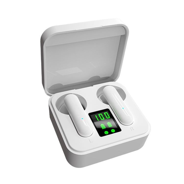 ETE-16 TWS Semi-In-Ear Digital Display Sports Bluetooth Earphones (White) - TWS Earphone by PMC TechLife | Online Shopping South Africa | PMC TechLife