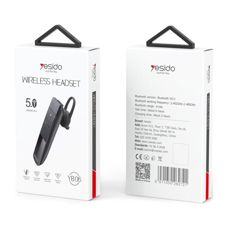Yesido YB06 Unilateral Business Ear-mounted Wireless Bluetooth Earphone - Bluetooth Earphone by Yesido | Online Shopping South Africa | PMC Jewellery