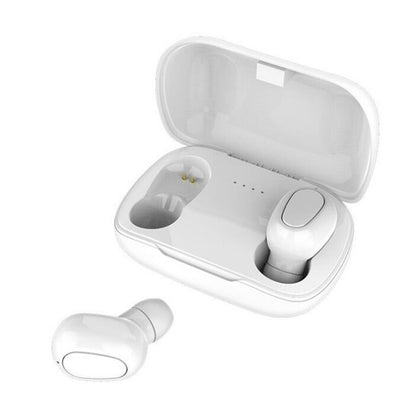 L21 9D Sound Effect Bluetooth 5.0 Wireless Bluetooth Earphone with Charging Box, Support for HD Calls (White) - Bluetooth Earphone by PMC Jewellery | Online Shopping South Africa | PMC Jewellery