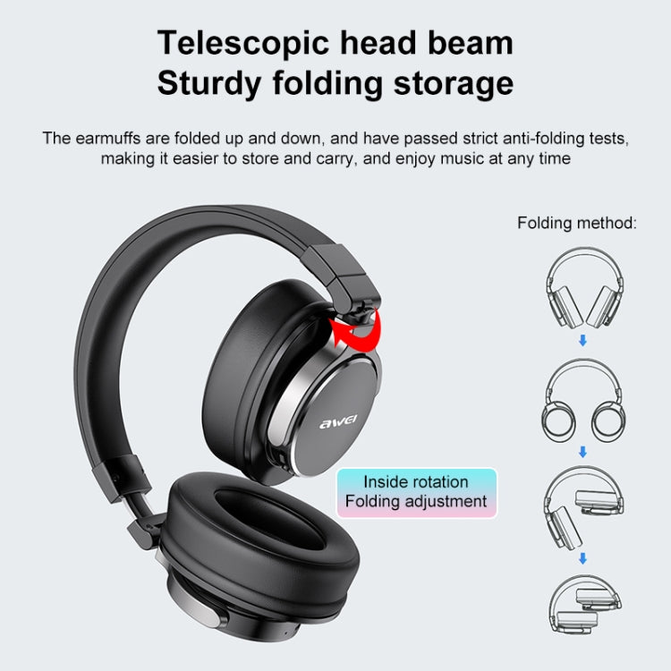 awei A710BL Foldable ANC Noise Cancelling Bluetooth Wireless Headset (Grey) - Headset & Headphone by awei | Online Shopping South Africa | PMC Jewellery