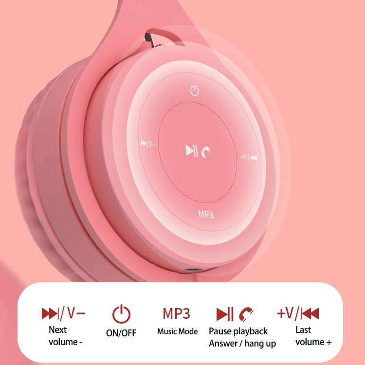 Y08 Hifi Sound Quality Macaron Bluetooth Headset, Supports Calling & TF Card & 3.5mm AUX (Pink) - Headset & Headphone by PMC Jewellery | Online Shopping South Africa | PMC Jewellery