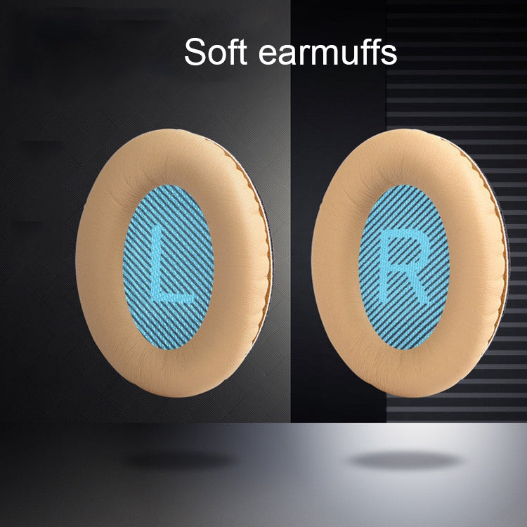 1 Pair Soft Earmuff Headphone Jacket with LR Cotton for BOSE QC2 / QC15 / AE2 / QC25 / QC35(Gold Black) - Earmuff & Pad by PMC TechLife | Online Shopping South Africa | PMC TechLife