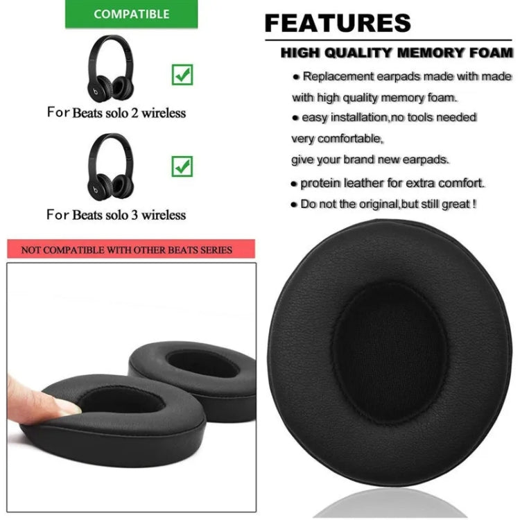 1 Pair Soft Sponge Earmuff Headphone Jacket for Beats Solo 2.0 / 3.0, Bluetooth Version(Black) - Earmuff & Pad by PMC TechLife | Online Shopping South Africa | PMC TechLife
