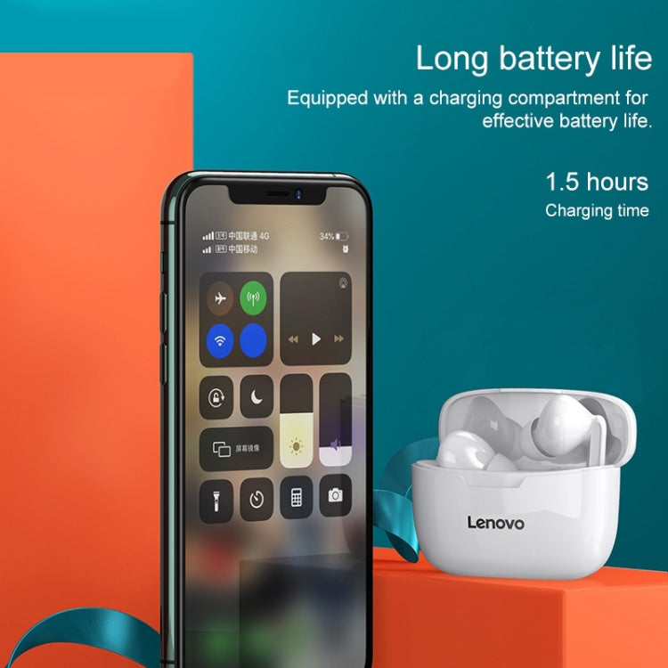 Original Lenovo XT90 USB-C / Type-C Interface Bluetooth 5.0 Touch Wireless Bluetooth Earphone with Charging Box, Support In-ear Auto Playback & HD Call & Voice Assistant (White) - Bluetooth Earphone by Lenovo | Online Shopping South Africa | PMC Jewellery