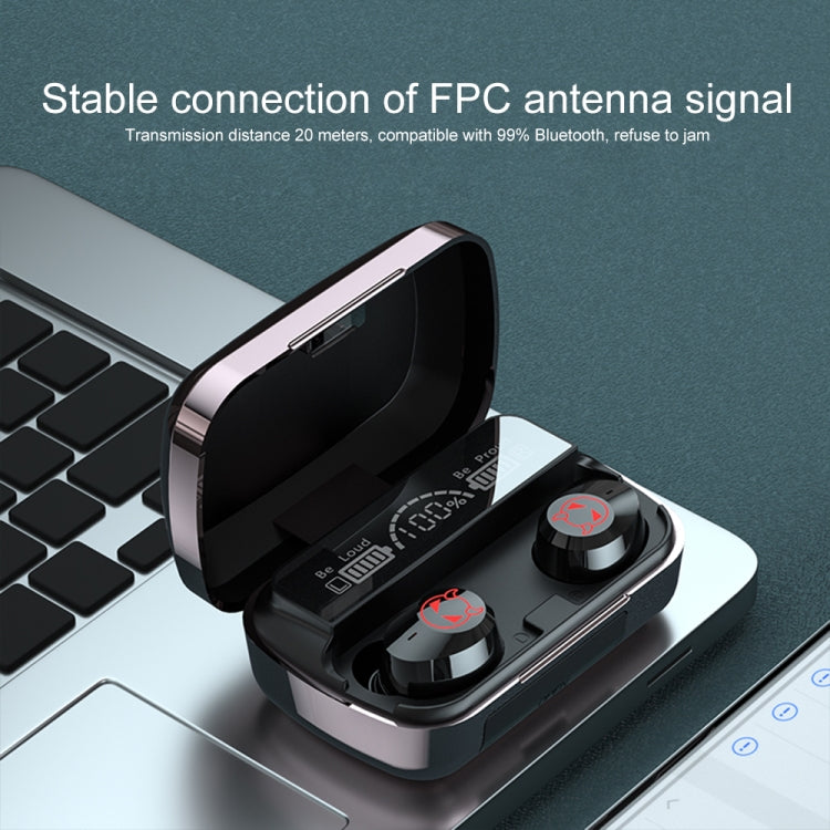 M23 Little Devil Pattern Intelligent Noise Reduction Touch Bluetooth Earphone with Three-screen Battery Display & Mirror Charging Box, Support HD Call & Siri (Black) - Bluetooth Earphone by PMC TechLife | Online Shopping South Africa | PMC TechLife