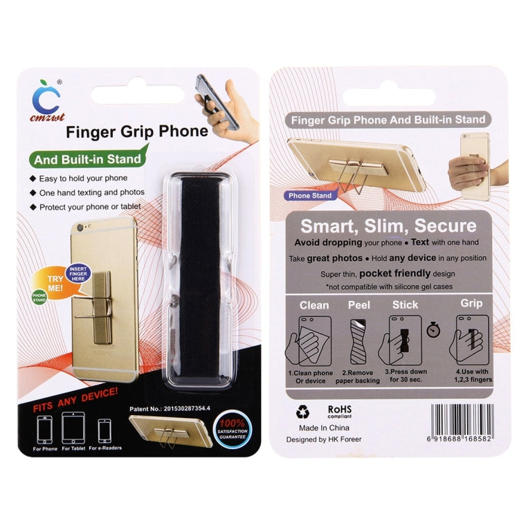 2 in 1 Adjustable Universal Mini Adhesive Holder Stand + Slim Finger Grip, Size: 7.3 x 2.2 x 0.3 cm(Black) - free shipping - PMC TechLife - Order now!