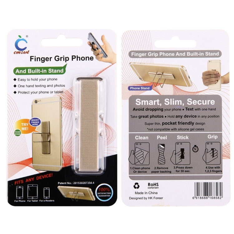 2 in 1 Adjustable Universal Mini Adhesive Holder Stand + Slim Finger Grip, Size: 7.3 x 2.2 x 0.3 cm(Gold) - Ring Holder by PMC TechLife | Online Shopping South Africa | PMC TechLife