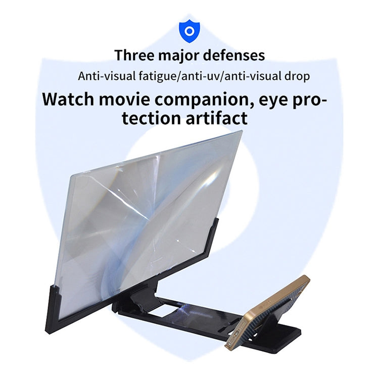 F3 14 inch Radiation Protection Universal Mobile Phone Screen Amplifier 3D HD Video Amplifier with Stand(Black) - Screen Magnifier by PMC TechLife | Online Shopping South Africa | PMC TechLife